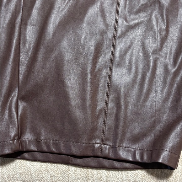 Women's 5x faux leather wide leg pants Brown Susan Graver - Picture 3 of 4